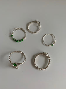 SNAKE GREEN CRYSTAL. ring set