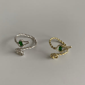 SNAKE GREEN CRYSTAL. ring set